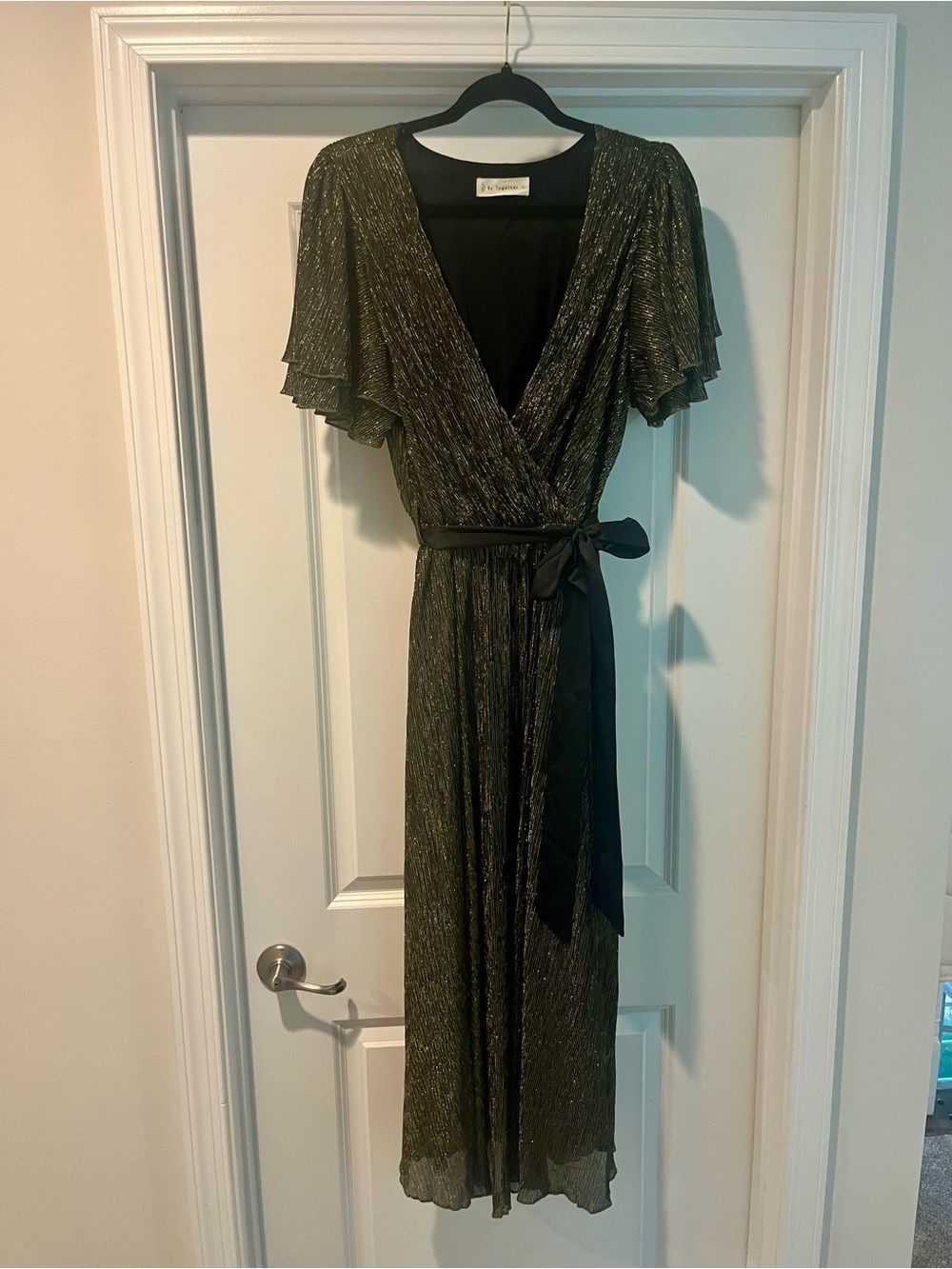 By Together Metallic Gold Shimmer Wrap Maxi Dress